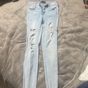 Aeropostale Light Blue Ripped Skinny Jeans